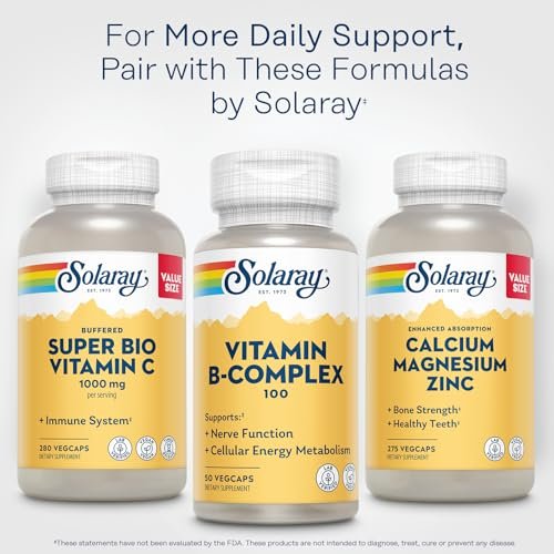 SOLARAY Vitamin B Komplex 100mg – 50 Kapseln – Alle 8 B-Vitamine für Energie, Nerven & Herz – Vegan