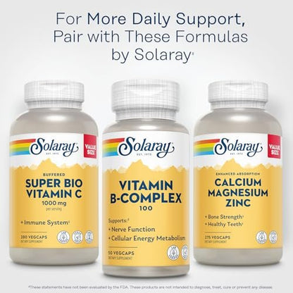 SOLARAY Vitamin B Komplex 100mg – 50 Kapseln – Alle 8 B-Vitamine für Energie, Nerven & Herz – Vegan