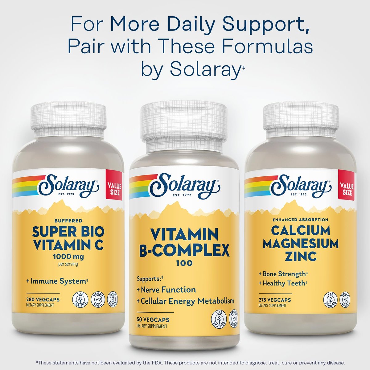 SOLARAY Vitamin B Komplex 100mg – 50 Kapseln – Alle 8 B-Vitamine für Energie, Nerven & Herz – Vegan