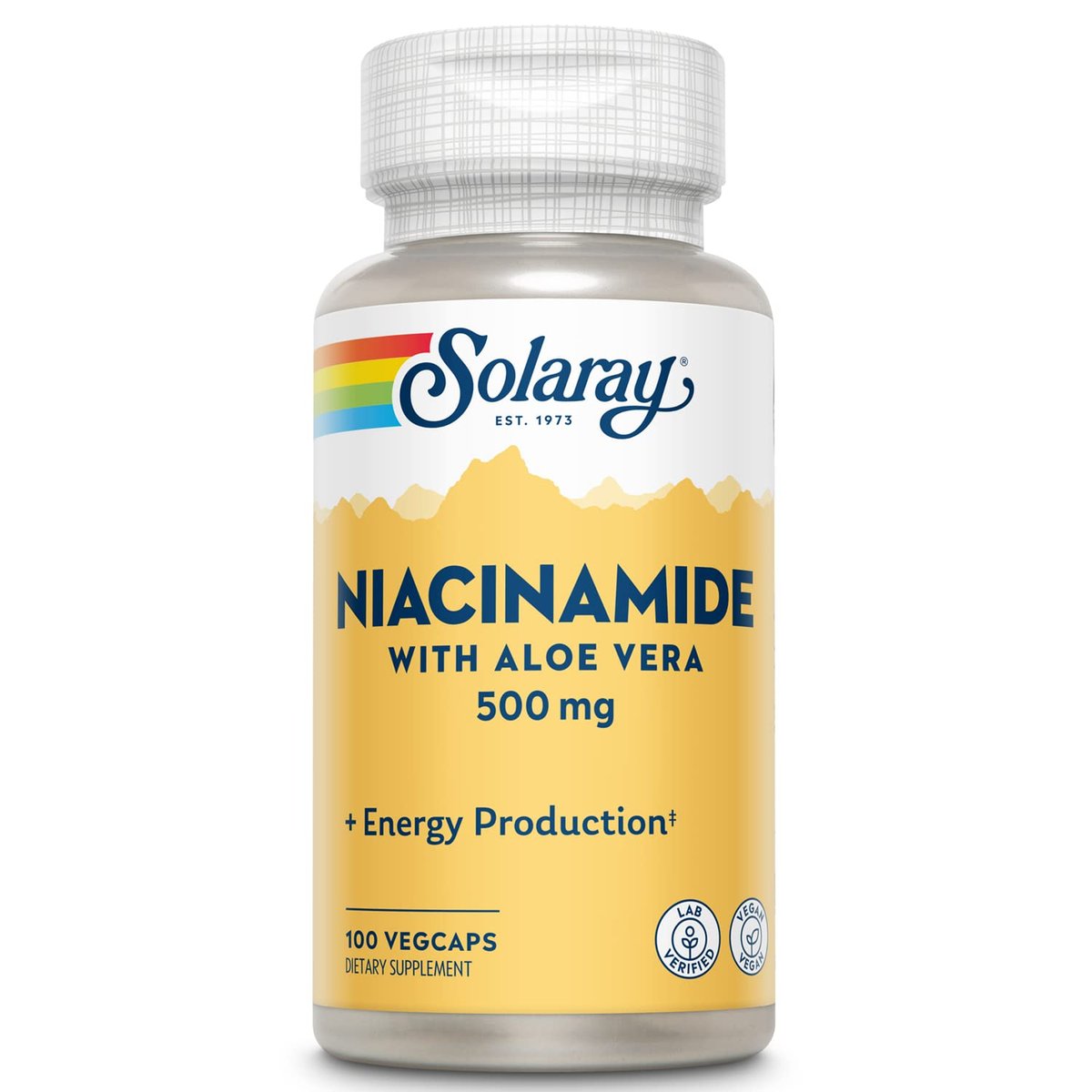 SOLARAY Niacinamid 500 mg | Vitamin B-3 | Unterstützung für Energiestoffwechsel, Kreislauf, Nerven & Hautgesundheit, 100 Kapseln