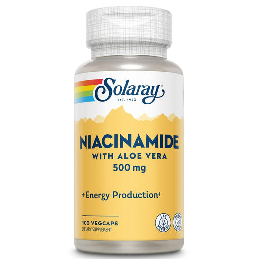 SOLARAY Niacinamid 500 mg | Vitamin B-3 | Unterstützung für Energiestoffwechsel, Kreislauf, Nerven & Hautgesundheit, 100 Kapseln