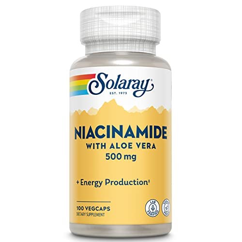 SOLARAY Niacinamid 500 mg | Vitamin B-3 | Unterstützung für Energiestoffwechsel, Kreislauf, Nerven & Hautgesundheit, 100 Kapseln
