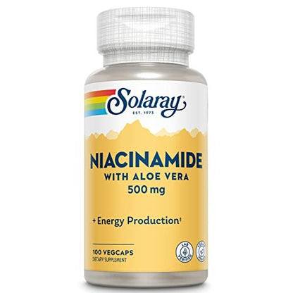 SOLARAY Niacinamid 500 mg | Vitamin B-3 | Unterstützung für Energiestoffwechsel, Kreislauf, Nerven & Hautgesundheit, 100 Kapseln