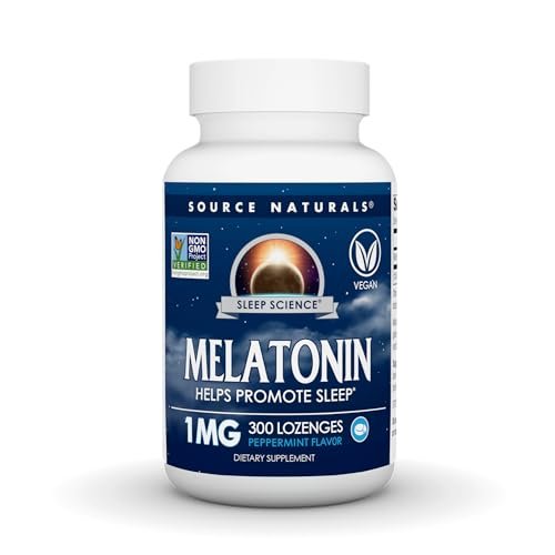 Source Naturals Melatonin 1 mg – 300 Minzgeschmack-Lutschtabletten zur Unterstützung des Schlafs*