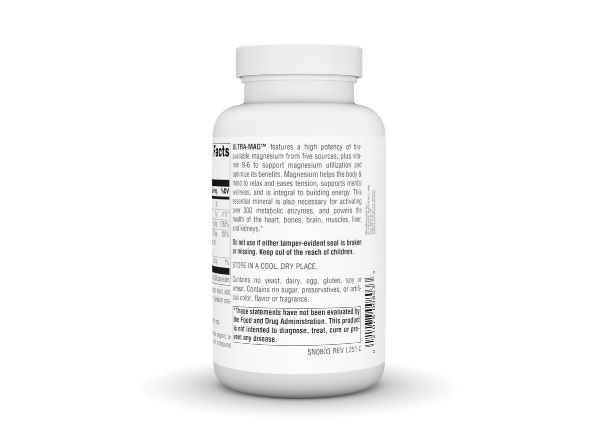 Source Naturals Ultra-Mag, 5-in-1 – Bioverfügbares Magnesium für Muskeln & Nerven* – 120 vegane Tabletten