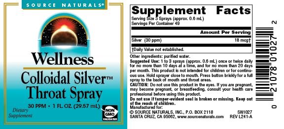 Source Naturals Wellness Kolloidales Silber 30 PPM – 1 Fl. oz. Sprühflasche