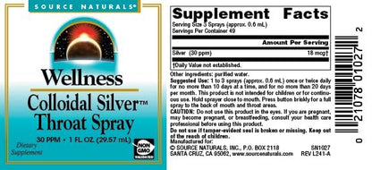 Source Naturals Wellness Kolloidales Silber 30 PPM – 1 Fl. oz. Sprühflasche