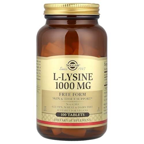 Solgar L-Lysin 1000 mg, 100 Tabletten – Optimale Absorption, unterstützt Haut- und Lippengesundheit, Kollagenaufbau, Vegan, Glutenfrei, Nicht-GVO