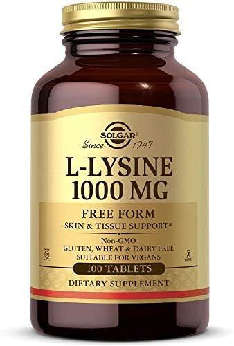 Solgar L-Lysin 1000 mg, 100 Tabletten – Optimale Absorption, unterstützt Haut- und Lippengesundheit, Kollagenaufbau, Vegan, Glutenfrei, Nicht-GVO