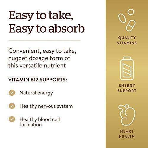Solgar Vitamin B12 1000 mcg, 100 Nuggets – Energie, Nervensystem & Herz-Kreislauf – Nicht-GMO, Glutenfrei, Koscher