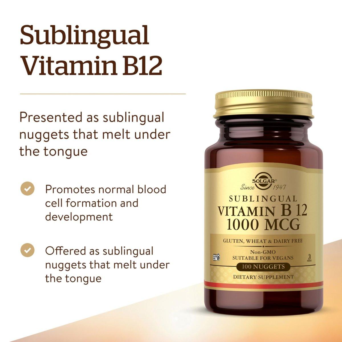 Solgar Vitamin B12 1000 mcg, 100 Nuggets – Energie, Nervensystem & Herz-Kreislauf – Nicht-GMO, Glutenfrei, Koscher
