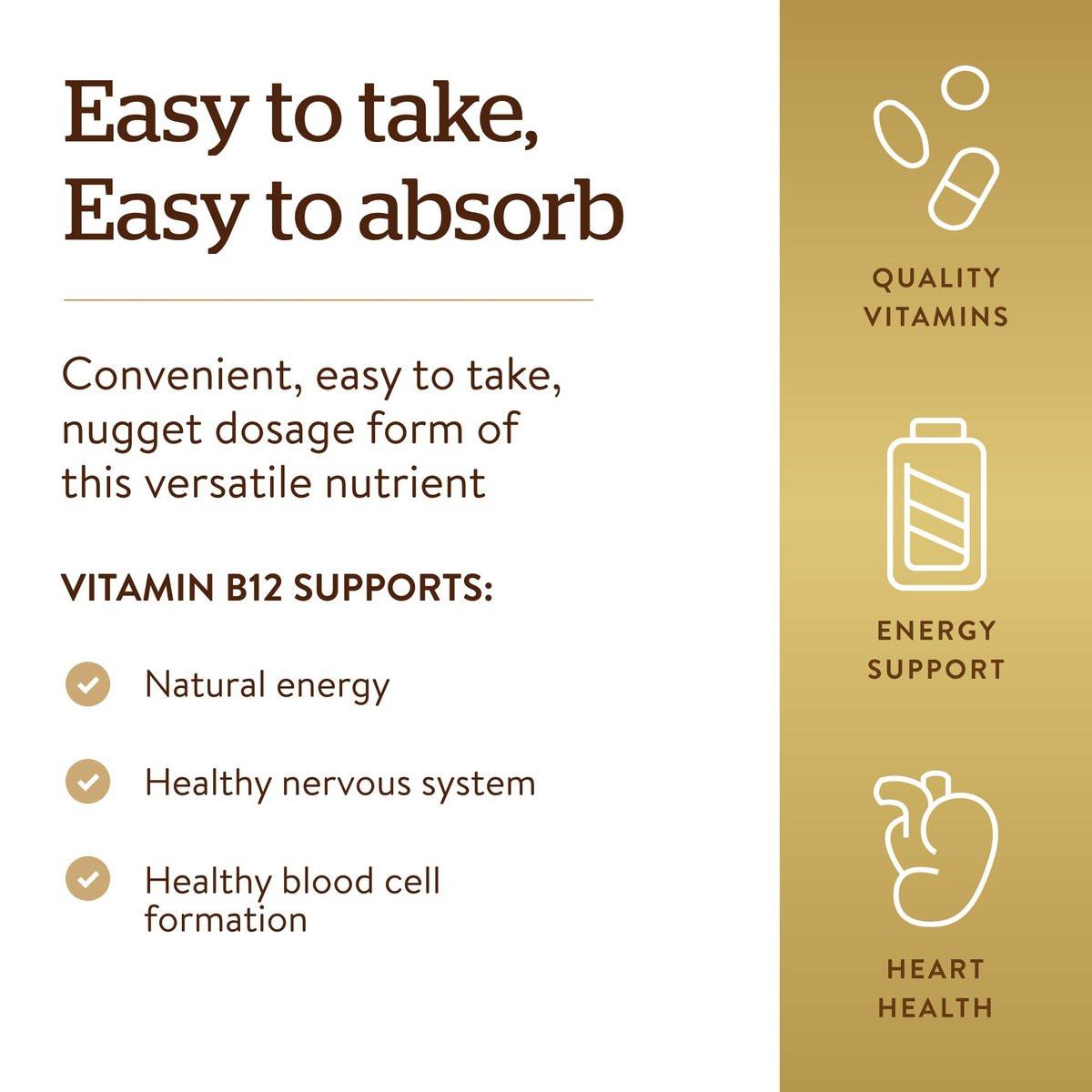 Solgar Vitamin B12 1000 mcg, 100 Nuggets – Energie, Nervensystem & Herz-Kreislauf – Nicht-GMO, Glutenfrei, Koscher