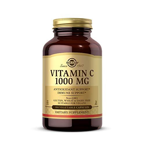Solgar Vitamin C 1000 mg – 100 vegane Kapseln – Antioxidans & Immununterstützung – für allgemeines Wohlbefinden, gesunde Haut & Gelenke – mit Bioflavonoiden – Non-GMO, glutenfrei, koscher – 100 Portionen