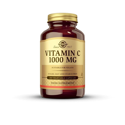 Solgar Vitamin C 1000 mg – 100 vegane Kapseln – Antioxidans & Immununterstützung – für allgemeines Wohlbefinden, gesunde Haut & Gelenke – mit Bioflavonoiden – Non-GMO, glutenfrei, koscher – 100 Portionen