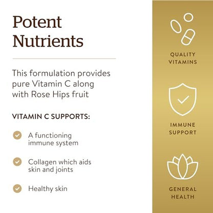Solgar Vitamin C 1500 mg mit Hagebutte, 180 Tabletten - Antioxidans & Immununterstützung - Gesamtwohlbefinden - Unterstützt gesunde Haut & Gelenke - Non GMO, Vegan, Glutenfrei, Laktosefrei, Koscher - 180 Portionen