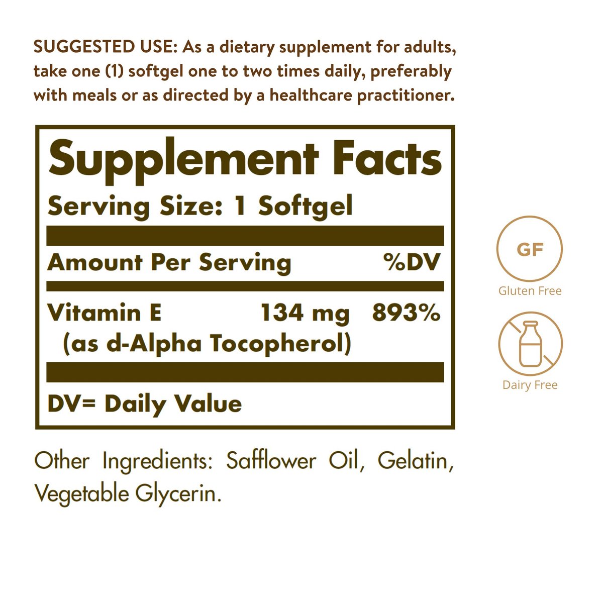 Solgar Vitamin E 200 IE Alpha, 100 Softgels – Antioxidant, gesunde Haut, Immunsystem – natürliches Vitamin E – glutenfrei, laktosefrei – 100 Portionen