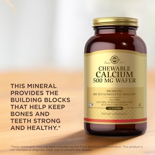 Solgar Kautabletten Calcium 500 mg – 120 Stück – Unterstützt die Gesundheit des Bewegungsapparats – Nicht-GMO, vegan, gluten-, weizen- und milchfrei, koscher – 60 Portionen