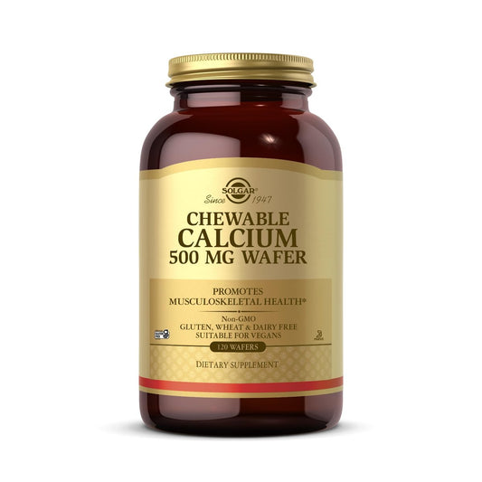 Solgar Kautabletten Calcium 500 mg – 120 Stück – Unterstützt die Gesundheit des Bewegungsapparats – Nicht-GMO, vegan, gluten-, weizen- und milchfrei, koscher – 60 Portionen