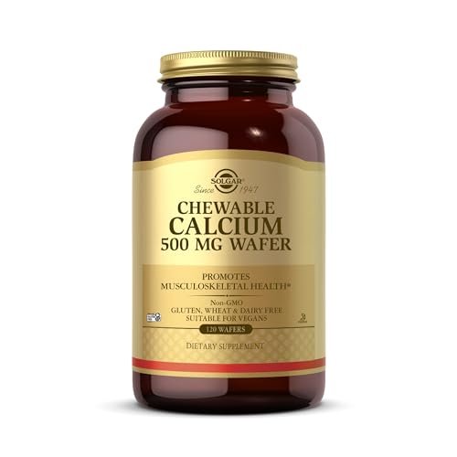 Solgar Kautabletten Calcium 500 mg – 120 Stück – Unterstützt die Gesundheit des Bewegungsapparats – Nicht-GMO, vegan, gluten-, weizen- und milchfrei, koscher – 60 Portionen