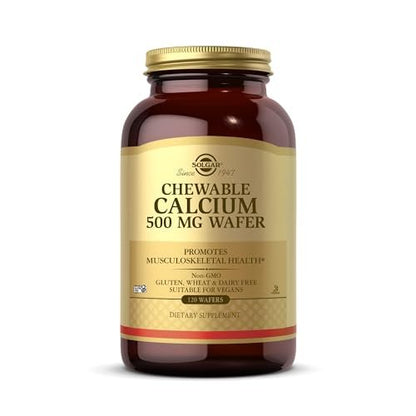 Solgar Kautabletten Calcium 500 mg – 120 Stück – Unterstützt die Gesundheit des Bewegungsapparats – Nicht-GMO, vegan, gluten-, weizen- und milchfrei, koscher – 60 Portionen
