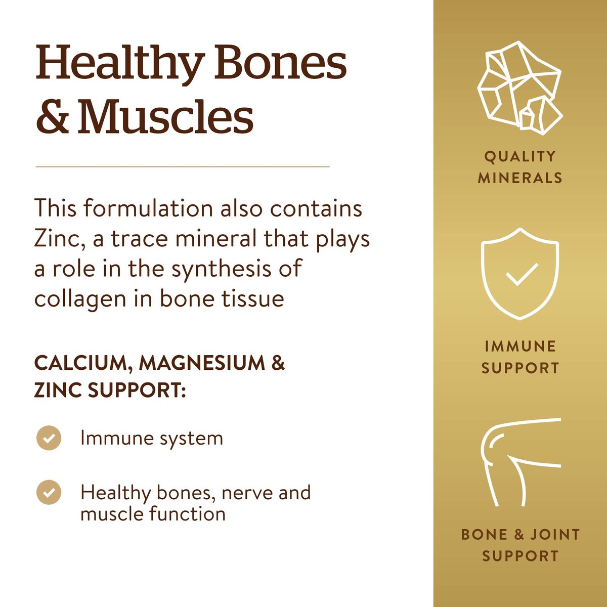 Solgar Calcium Magnesium Plus Zink – 100 Tabletten für starke Knochen & Zähne, unterstützt Nerven- & Muskelfunktion – Nicht-GVO, vegan, glutenfrei, laktosefrei, koscher – 33 Portionen