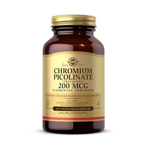 Solgar Chrompicolinat 200 mcg, 180 pflanzliche Kapseln – Unterstützt einen gesunden Blutzuckerstoffwechsel – Non-GMO, vegan, glutenfrei, laktosefrei, koscher – 180 Portionen