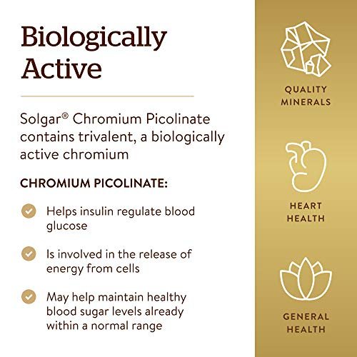 Solgar Chrompicolinat 200 mcg, 180 pflanzliche Kapseln – Unterstützt einen gesunden Blutzuckerstoffwechsel – Non-GMO, vegan, glutenfrei, laktosefrei, koscher – 180 Portionen