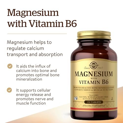 Solgar Magnesium mit Vitamin B6, 250 Tabletten – Unterstützt gesunde Knochenmineralisierung, Nerven- & Muskelfunktion, Energiestoffwechsel – Nicht-GMO, Vegan, Glutenfrei, Milchfrei, Koscher – 83 Portionen