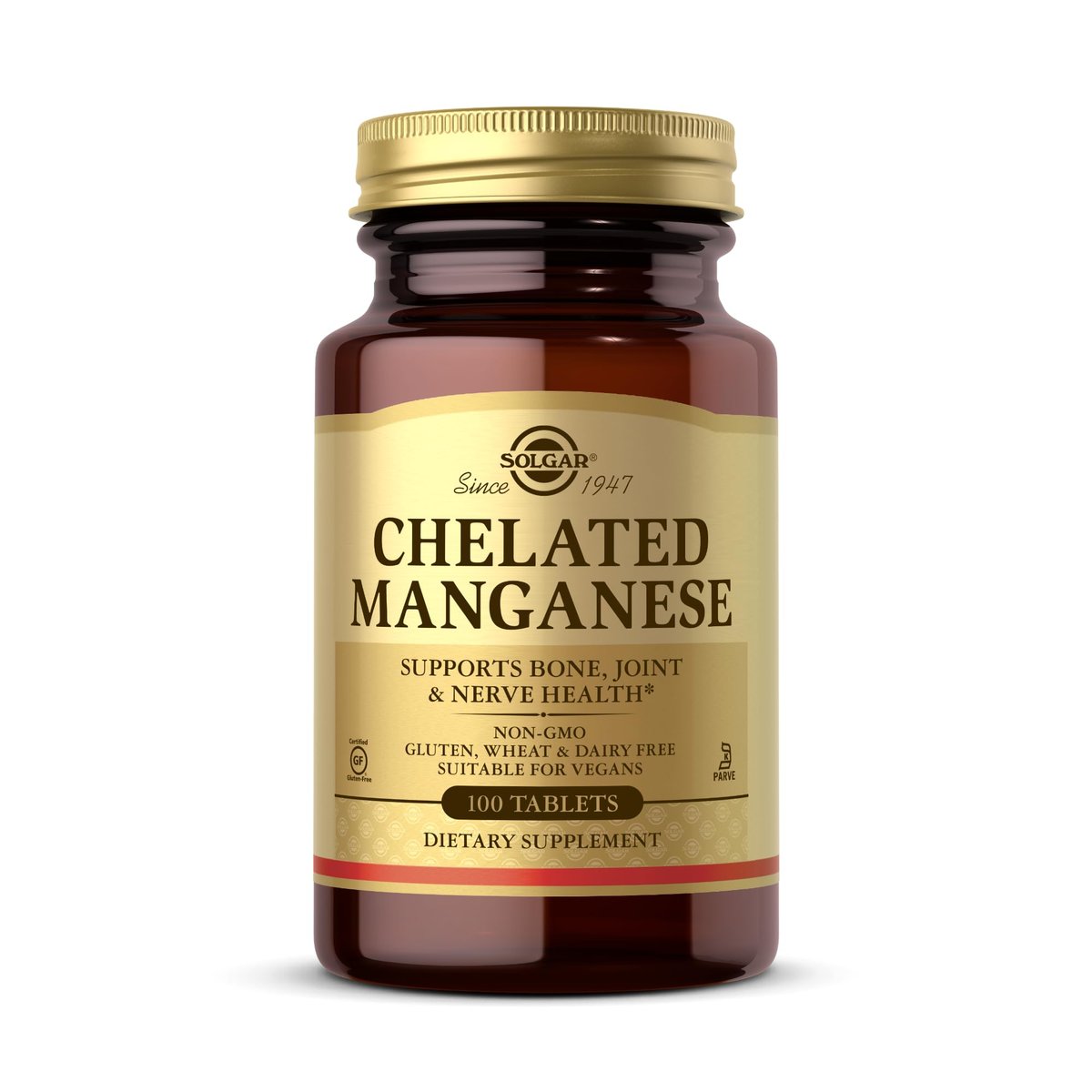 Chelat-Mangan von Solgar – 100 Tabletten – Hochbioverfügbares Mineralstoffpräparat