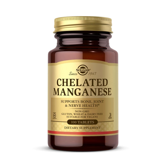 Chelat-Mangan von Solgar – 100 Tabletten – Hochbioverfügbares Mineralstoffpräparat