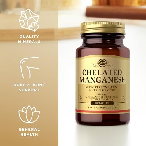 Chelat-Mangan von Solgar – 100 Tabletten – Hochbioverfügbares Mineralstoffpräparat