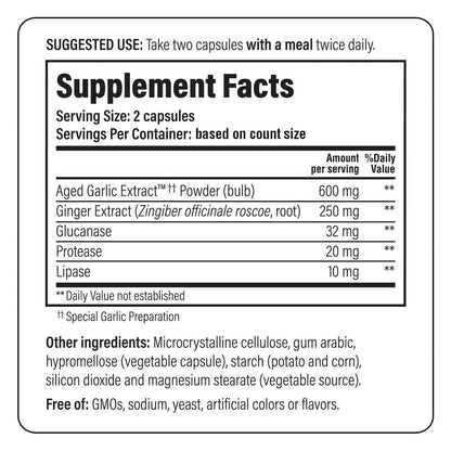 Kyolic Gealterter Knoblauchextrakt Formula 102 – Reinigung & Verdauung*, Ingwer- und Enzymkomplex, 100 Kapseln