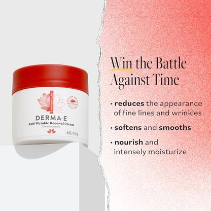 Derma E Anti-Falten Erneuerungscreme – Vitamin A Faltencreme – Vegane Anti-Aging Feuchtigkeitscreme für reife Haut, 118 ml