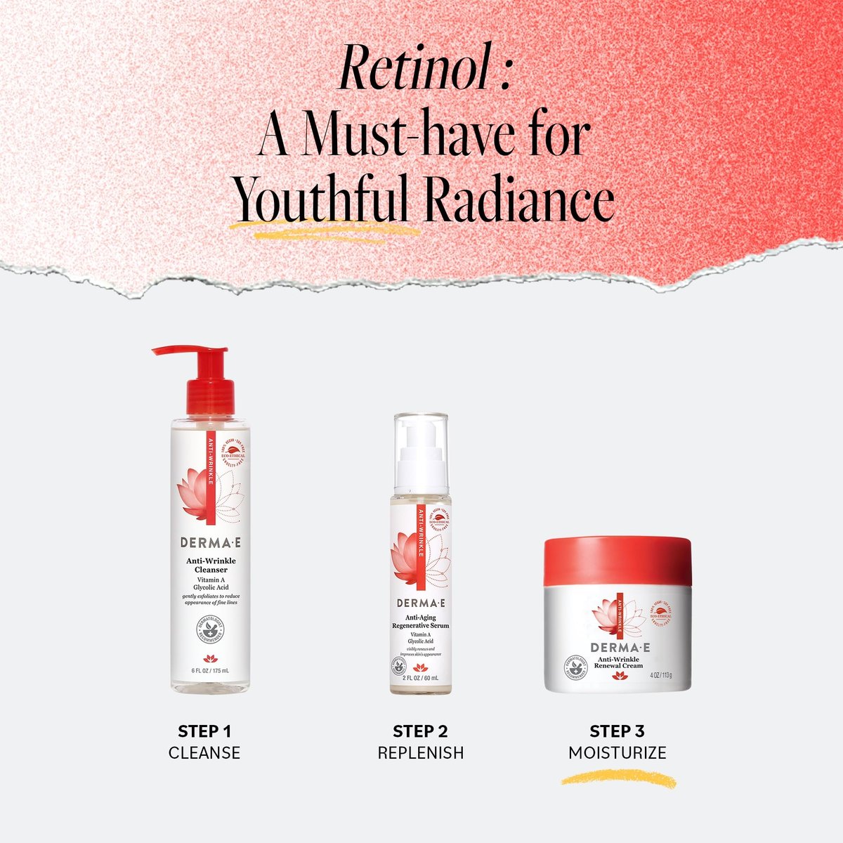 Derma E Anti-Falten Erneuerungscreme – Vitamin A Faltencreme – Vegane Anti-Aging Feuchtigkeitscreme für reife Haut, 118 ml