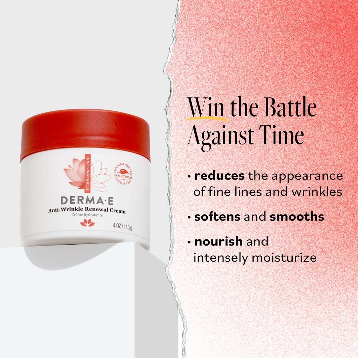 Derma E Anti-Falten Erneuerungscreme – Vitamin A Faltencreme – Vegane Anti-Aging Feuchtigkeitscreme für reife Haut, 118 ml