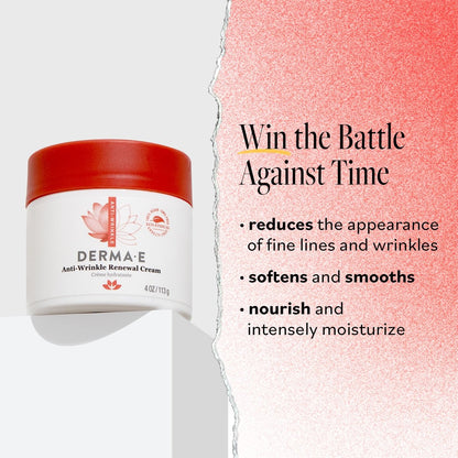 Derma E Anti-Falten Erneuerungscreme – Vitamin A Faltencreme – Vegane Anti-Aging Feuchtigkeitscreme für reife Haut, 118 ml