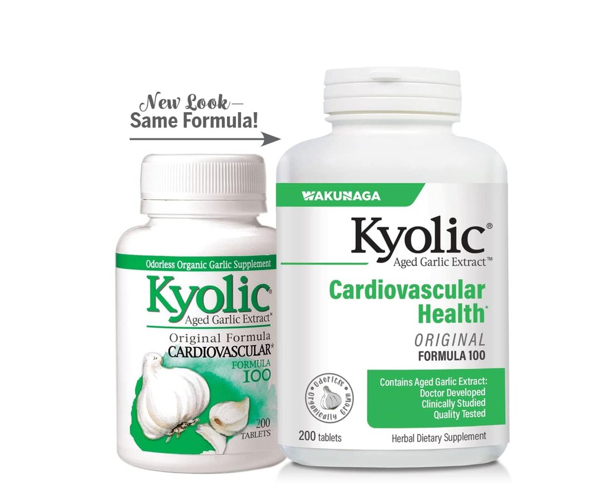 Kyolic Gealterter Knoblauchextrakt Formula 100 – Herz-Kreislauf-Gesundheit*, 200 Tabletten