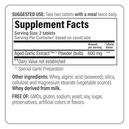 Kyolic Gealterter Knoblauchextrakt Formula 100 – Herz-Kreislauf-Gesundheit*, 200 Tabletten