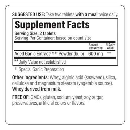 Kyolic Gealterter Knoblauchextrakt Formula 100 – Herz-Kreislauf-Gesundheit*, 200 Tabletten