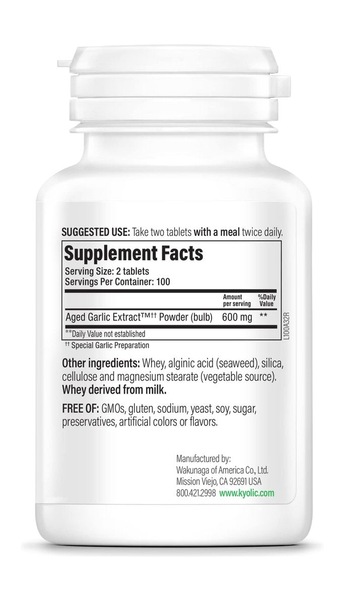Kyolic Gealterter Knoblauchextrakt Formula 100 – Herz-Kreislauf-Gesundheit*, 200 Tabletten