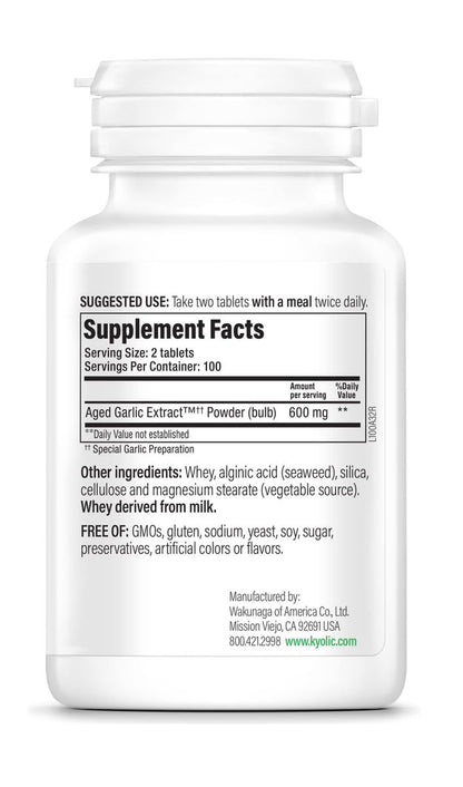 Kyolic Gealterter Knoblauchextrakt Formula 100 – Herz-Kreislauf-Gesundheit*, 200 Tabletten