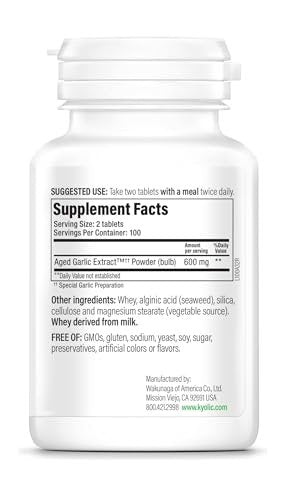 Kyolic Gealterter Knoblauchextrakt Formula 100 – Herz-Kreislauf-Gesundheit*, 200 Tabletten