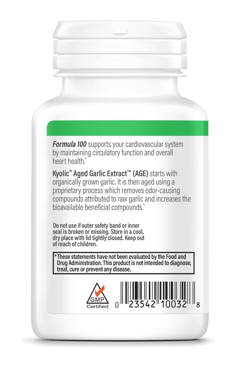 Kyolic Gealterter Knoblauchextrakt Formula 100 – Herz-Kreislauf-Gesundheit*, 200 Tabletten