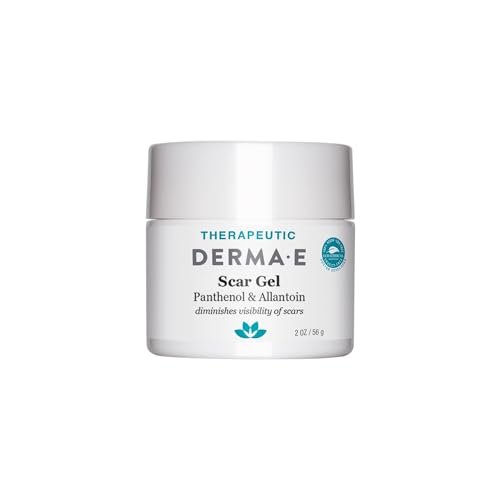 Derma E Narbengel – Narbenbehandlung für das Gesicht – Feuchtigkeitsspendendes Gel für Aknenarben, Verbrennungen & Dehnungsstreifen mit Panthenol & Allantoin, 60 ml
