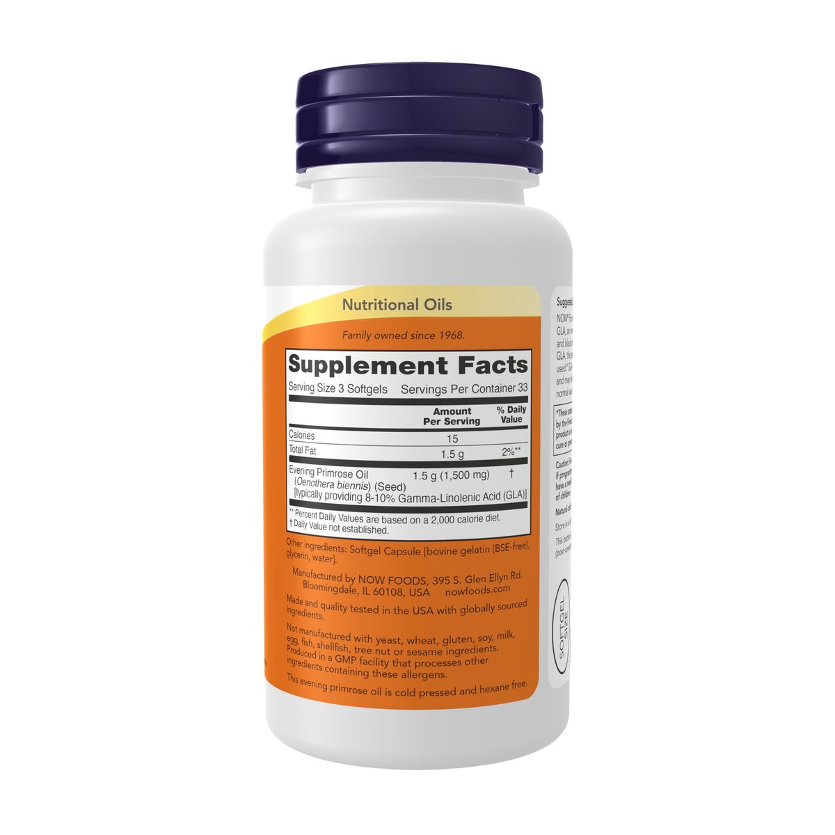 NOW Foods Nachtkerzenöl 500 mg mit natürlich vorkommender GLA (Gamma-Linolensäure), 100 Softgels