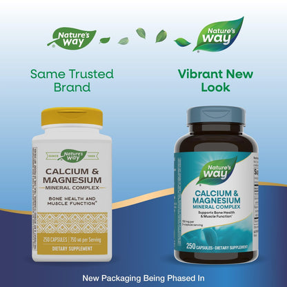 Nature's Way Calcium & Magnesium Mineral Complex – 250 Kapseln zur Unterstützung der Knochengesundheit und Muskelfunktion