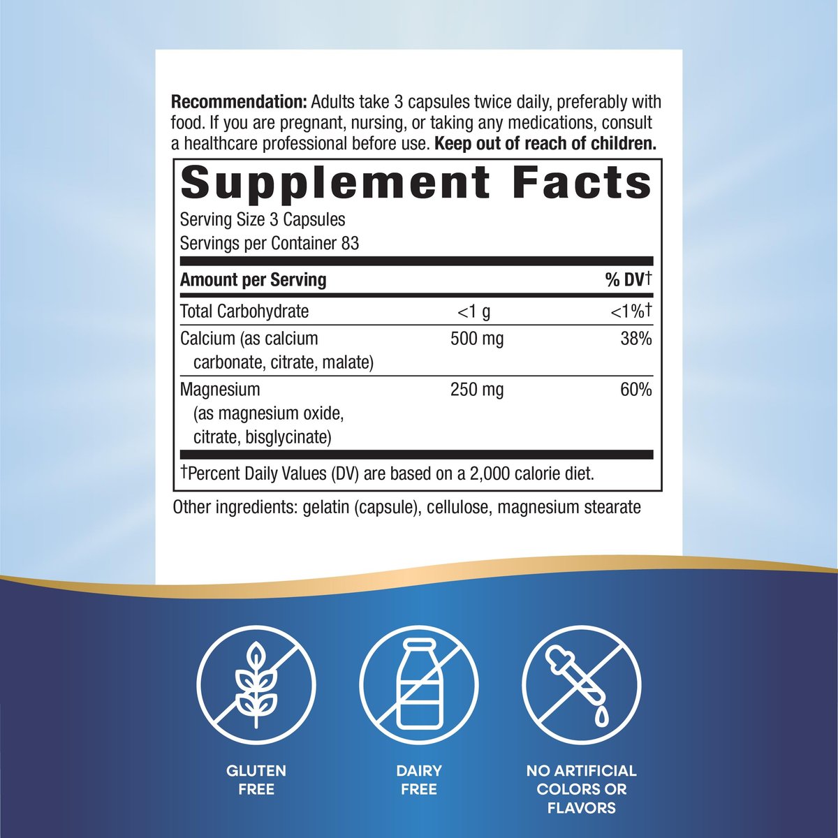 Nature's Way Calcium & Magnesium Mineral Complex – 250 Kapseln zur Unterstützung der Knochengesundheit und Muskelfunktion