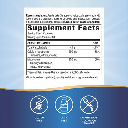Nature's Way Calcium & Magnesium Mineral Complex – 250 Kapseln zur Unterstützung der Knochengesundheit und Muskelfunktion