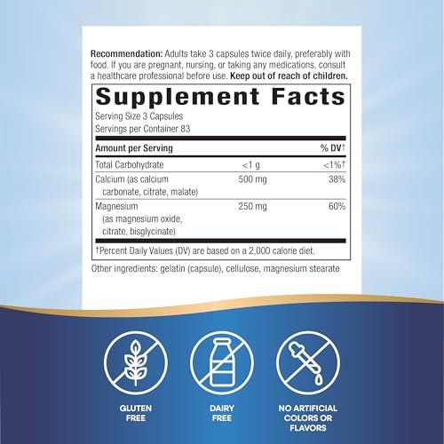 Nature's Way Calcium & Magnesium Mineral Complex – 250 Kapseln zur Unterstützung der Knochengesundheit und Muskelfunktion