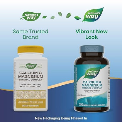 Nature's Way Calcium & Magnesium Mineral Complex – 250 Kapseln zur Unterstützung der Knochengesundheit und Muskelfunktion